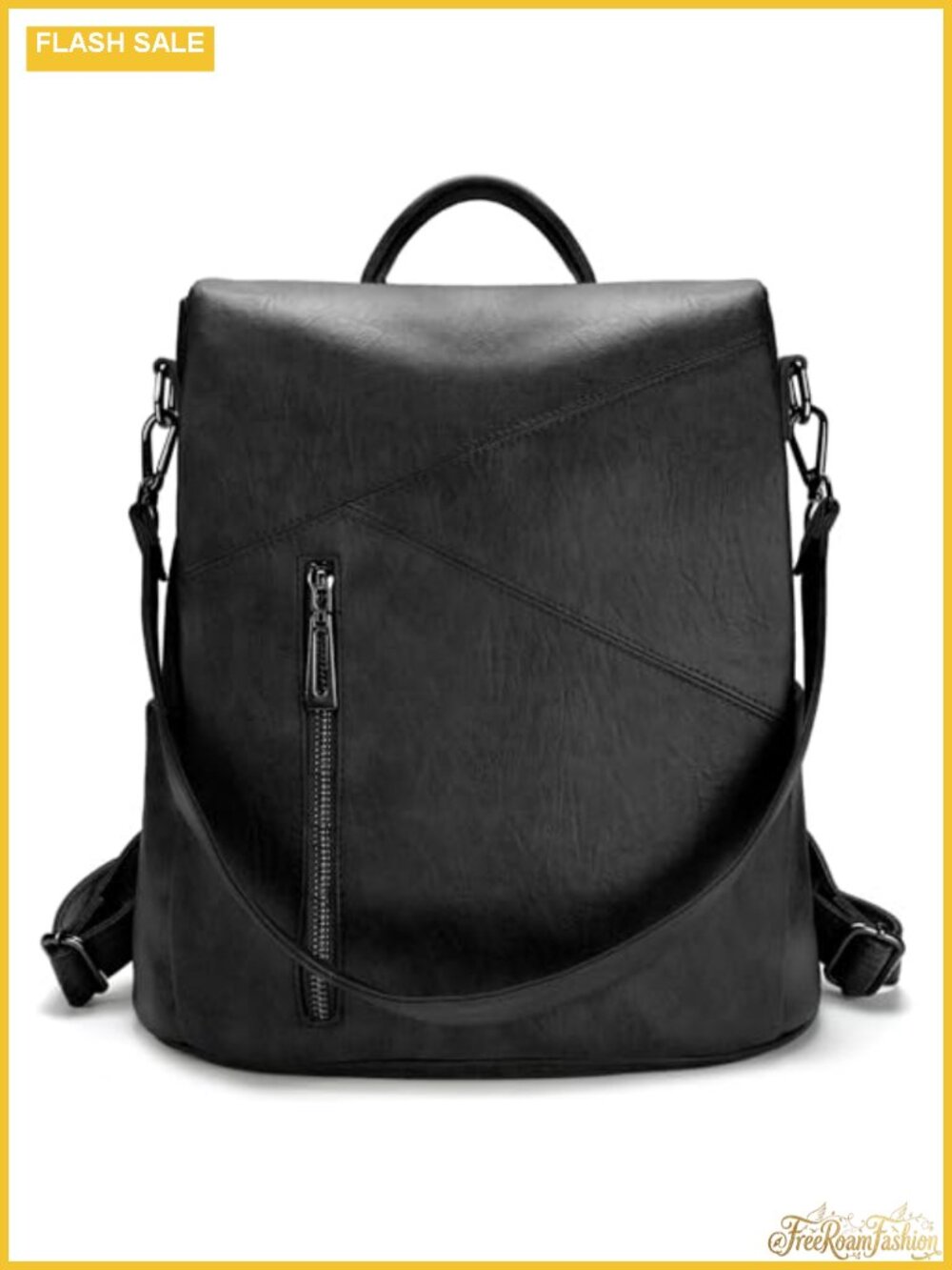 Vintage PU Leather Women's Backpack, Waterproof Travel Daypack with Detachable